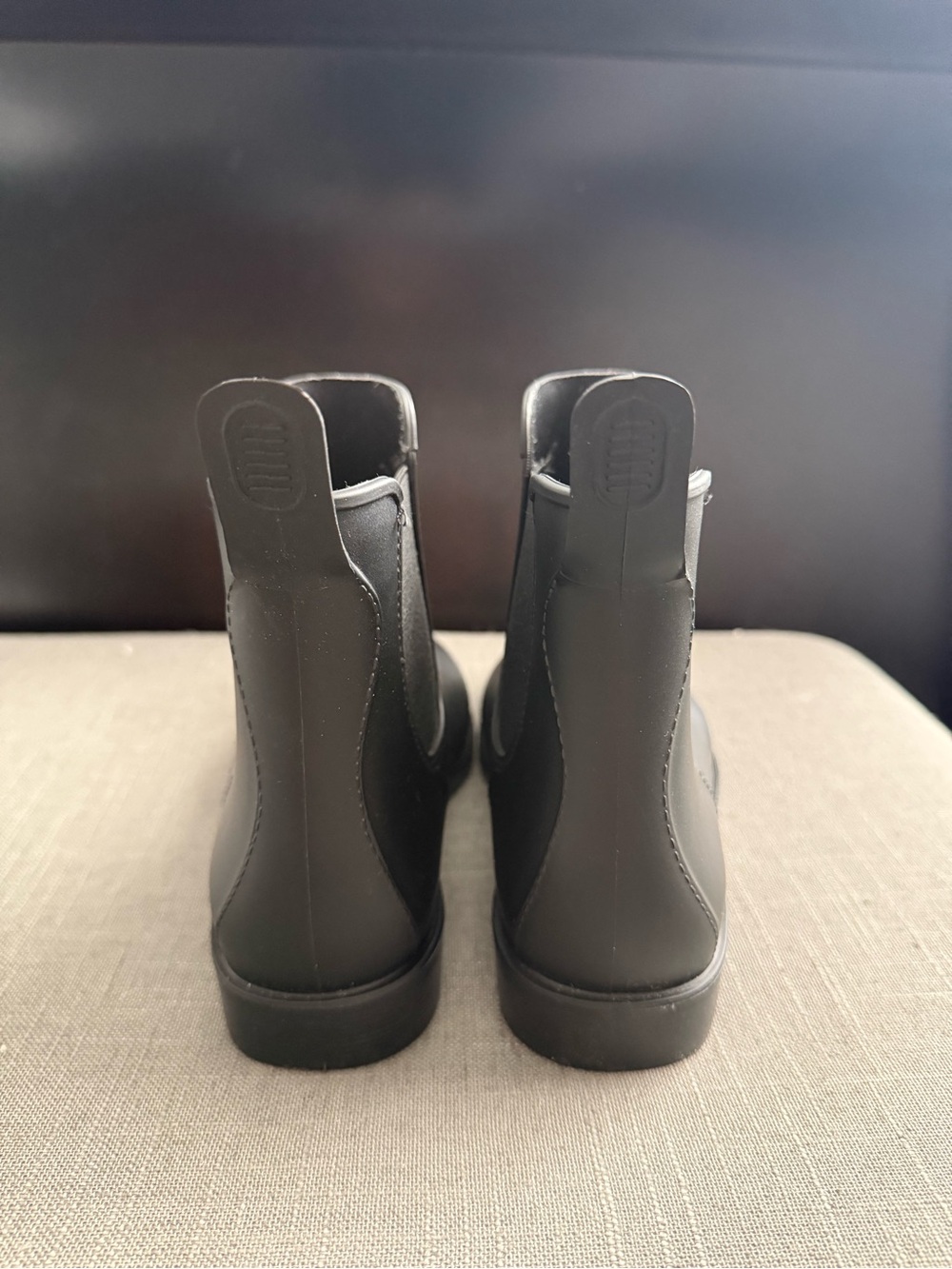 Women’s Black Chelsea Rain Boots with Pull Tabs - Picture 4 of 5